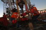 Mining Photo Stock Library - workers on drill rig  early morning ( Weight: 2  New Image: NO)