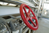 Mining Photo Stock Library - red wheel type valve on water pipe at purification treatment  plant. ( Weight: 1  New Image: NO)