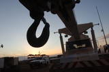 Mining Photo Stock Library - Silhouette of crane hook on mine site at sunset ( Weight: 5  New Image: NO)