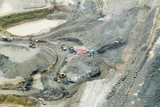 Mining Photo Stock Library - aerial of quarry in action with loaders bulldozers and lots of machinery working. ( Weight: 4  New Image: NO)