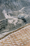 Mining Photo Stock Library - dragline stockpiling overburden in open cut coal mine with filled blast holes in foreground awaiting blasting. vertical shot ( Weight: 3  New Image: NO)