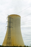 Mining Photo Stock Library - cooling tower at power station with electricty tower in front. ( Weight: 3  New Image: NO)