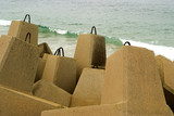 Mining Photo Stock Library - large concrete blocks as ocean retaining wall to stop beach erosion. ( Weight: 3  New Image: NO)