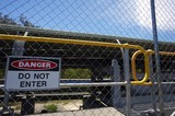 Mining Photo Stock Library - do not enter sign on fence of an overland coal conveyor ( Weight: 3  New Image: NO)