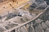 Mining Photo Stock Library - great aerial shot showing all forms of overburden removal in an open cut coal mine.  dragline, excavator and truck rotation, dozer push ( Weight: 1  New Image: NO)