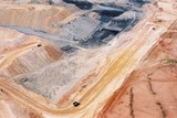 Mining Photo Stock Library - wide aerial shot of haul trucks on haul road in open cut coal mine. ( Weight: 1  New Image: NO)