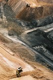 Mining Photo Stock Library - vertical aerial photo of excavator loading over burden into haul truck in open cut coal mine. ( Weight: 1  New Image: NO)