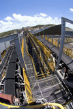 Mining Photo Stock Library - wide photo of multi level coal conveyors arriving at coal terminal.  coal is delivered to stockpiles. ( Weight: 1  New Image: NO)