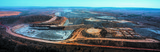 Mining Photo Stock Library - aerial panorama photo of an open cut coal mine. photo captures every aspect of a mine - dragline, truck and digger rotation, stockpiling, dozer push. ( Weight: 1  New Image: NO)