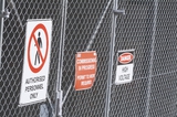 Mining Photo Stock Library - safety signs on fence ( Weight: 1  New Image: NO)